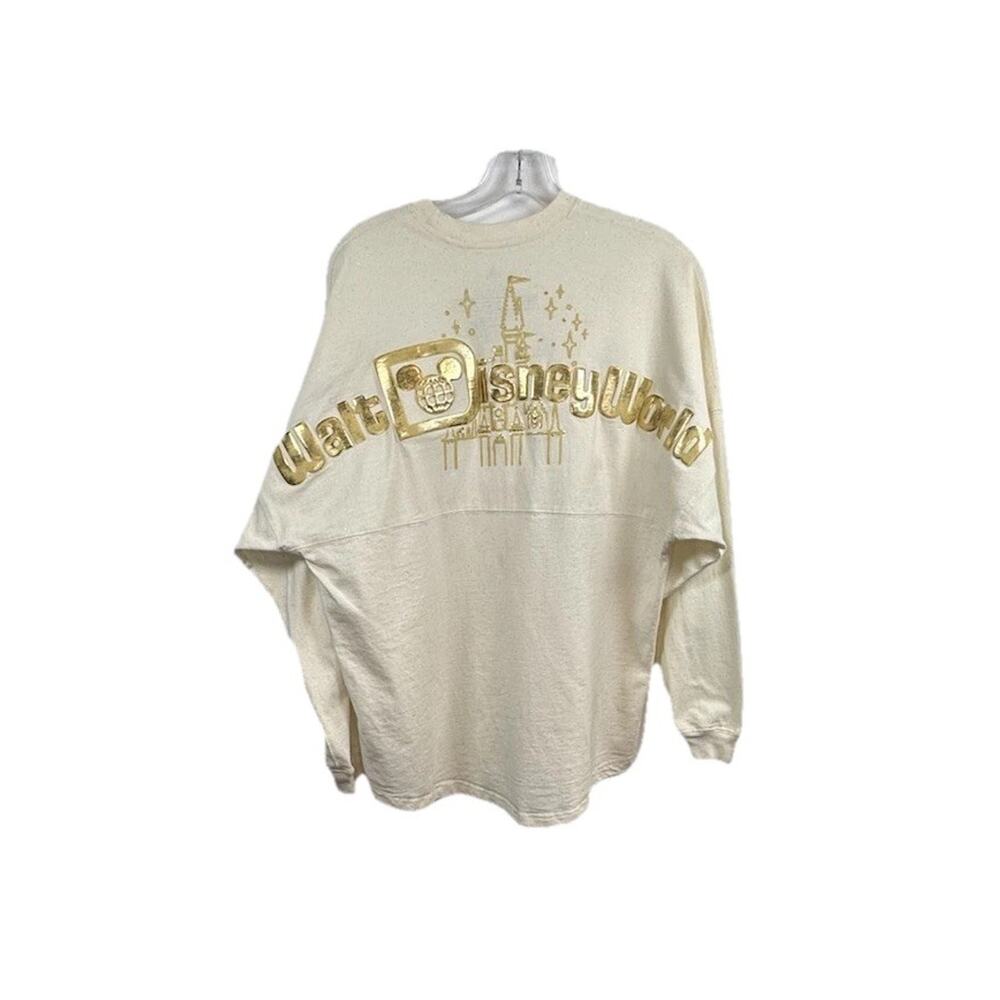 Disney Parks WDW Gold Cream Pixie Dust Metallic Castle Spirit Jersey Sz M BN#081